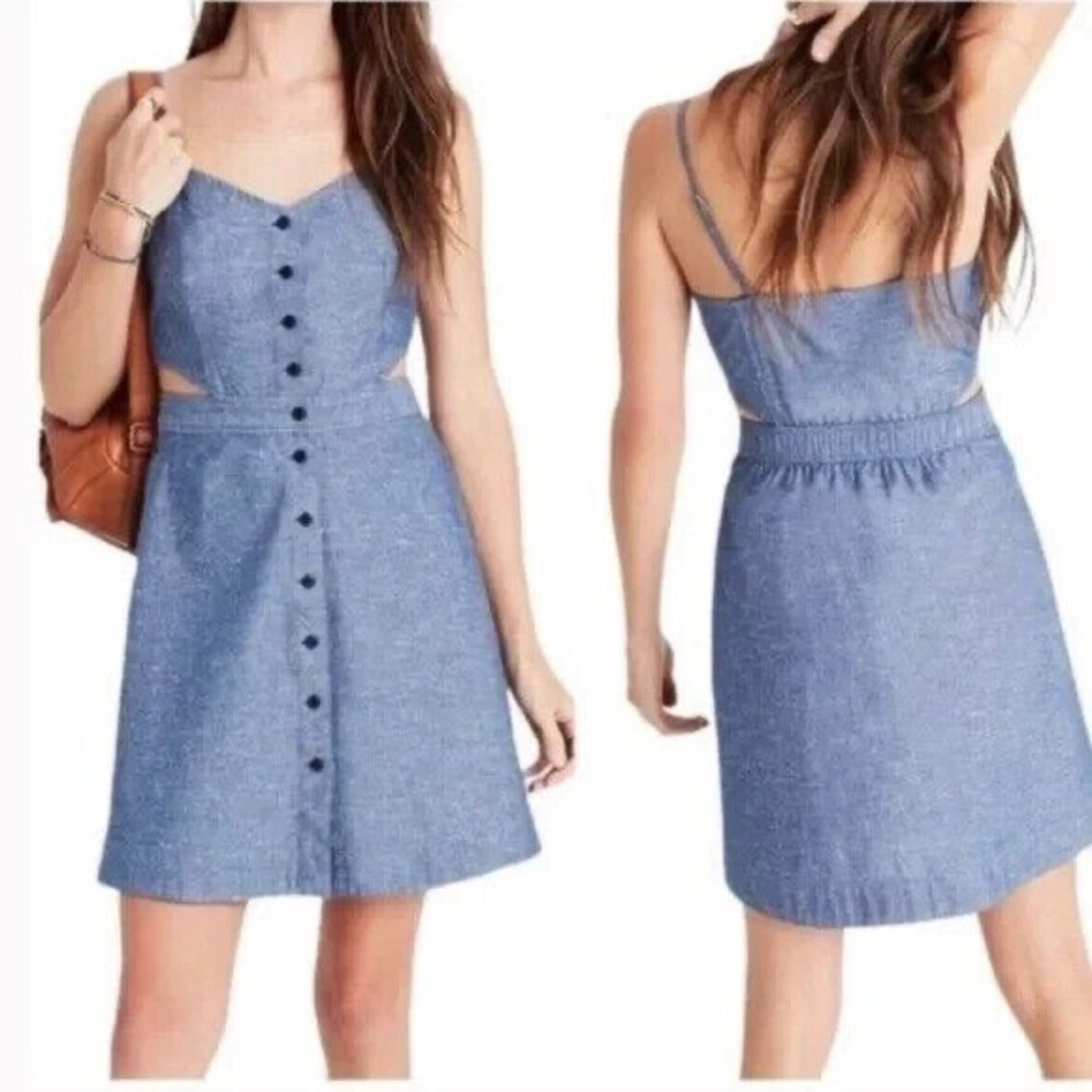 Madewell Chambray Denim dress with cutouts